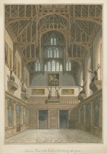 Sussex - Cowdray Huis - Interieur van de Hal door John Buckler