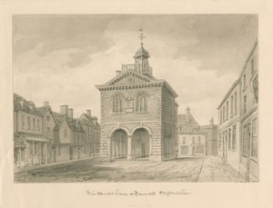 Tamworth - Het Markthuis: sepia tekening