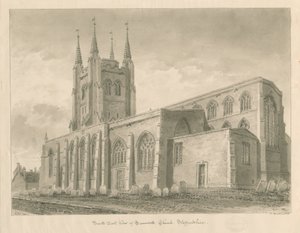 Tamworth Kerk: sepia wassing tekening