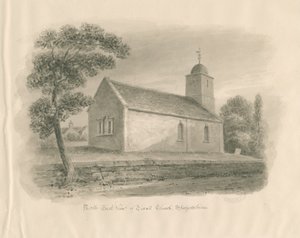 Tixall Church: sepia wassing tekening, nd [?1841] door John Buckler