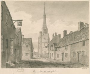 Uttoxeter Stad - Straatbeeld: sepia tekening