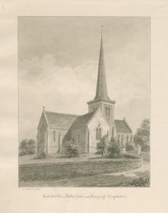 Walton-on-the-Hill Kerk: sepia wassing tekening door John Buckler
