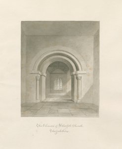 Waterval Kerk - Interieur van het koor: sepia tekening, 1847