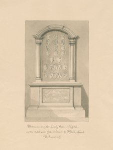 Westmorland - Appleby Kerk - Monument voor Lady Anne Clifford: sepia tekening, 1800
