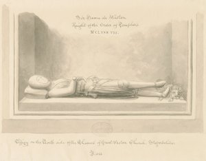 Weston-under-Lizard Kerk - Beeld van Sir Hamo de Weston door John Buckler