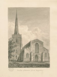 Wolstanton Kerk: sepia tekening door John Buckler