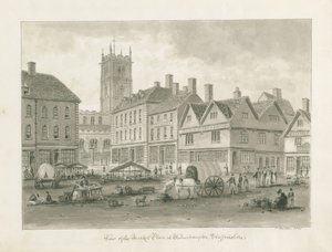 Wolverhampton - Marktplein: sepia tekening
