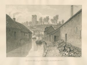 Worcestershire - Droitwich - Dodderhill Kerk Verre Uitzicht: sepia tekening, 1833 door John Buckler