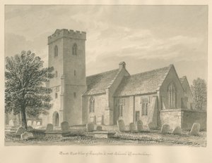 Worcestershire - Hampton Lovett Kerk: sepia tekening, 1833 door John Buckler