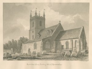 Worcestershire - Hanbury Kerk: sepia tekening, 1833