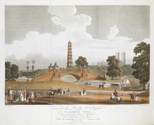 Uitzicht op de brug en pagode, St James
