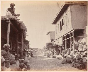 Straatscène, Jalalabad 1879 door John Burke