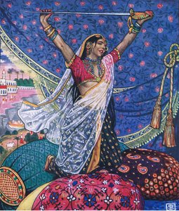 Minder dan het stof, illustratie uit De Tuin van Kama (en andere liederen uit India), 1920 door John Byam Liston Shaw