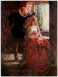 Mr Brisk en Mercy vanuit De Pelgrimsreis van Deze Wereld naar Die Welke Komt door John Bunyan, illustratie door Byam Shaw door John Byam Liston Shaw