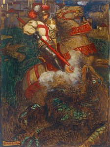 Sint Joris doodt de draak, 1908 door John Byam Liston Shaw