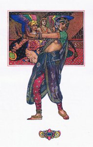 De Tempeldanseres, illustratie uit The Garden of Kama (en andere liederen uit India), 1920 door John Byam Liston Shaw