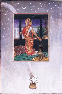 Er is geen bries om de hitte van de liefde te koelen, illustratie uit The Garden of Kama (en andere liederen uit India), 1920 door John Byam Liston Shaw