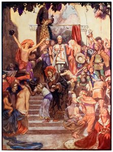 IJdelheidsbeurs uit The Pilgrims Progress From This World, To That Which Is To Come door John Bunyan (1628-1688) Illustratie door Byam Shaw (1872-1919)