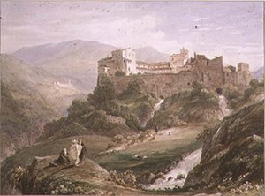 Italiaans landschap met klooster