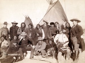 Indiaanse stamhoofden en Amerikaanse functionarissen in Pine Ridge, 1891 door John C. H. Grabill