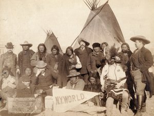 Indiaanse stamhoofden en Amerikaanse functionarissen in Pine Ridge, 1891 door John C. H. Grabill