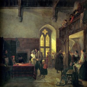 Huurdag in Haddon Hall door John Callcott Horsley