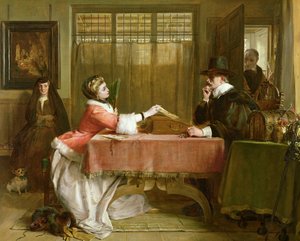 De privé-kamer van de bankier, onderhandelen over een lening, 1870 door John Callcott Horsley