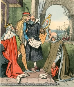 De prins die naar de portretten kijkt
