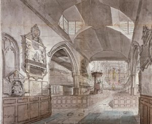 Kerk van St Giles zonder Cripplegate, City of London, 1781 door John Carter