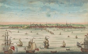 Een zuidoostelijk uitzicht op de grote stad Boston in New England in Amerika, 1730-60