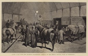 Na een dag met de Staghounds van Hare Majesteit, aankomst van de speciale jachttrein op Paddington