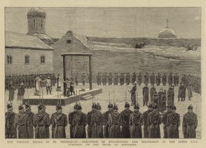 De nihilistische processen in Sint-Petersburg, executie van Kviatkovsky en Presniakov in de Peter Paul-vesting op 5 november 1880