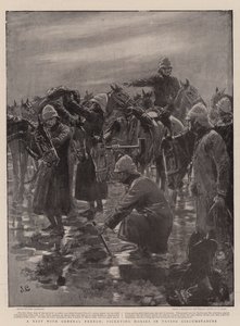 Een Rust met Generaal French, Paarden Piketeren onder Moeilijke Omstandigheden door John Charlton