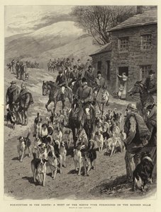 Vossenjacht in het noorden, een ontmoeting van de North Tyne Foxhounds op de Border Hills door John Charlton