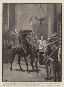 De Paardenrace, of Palio, in Siena, de Zegen van een Deelnemer in de Kerk