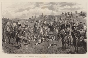 De Bijeenkomst van de Devon en Somerset Staghounds bij Hawkcombe Head