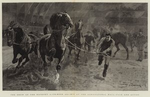 De show van de Hackney Stud-Book Society in de Agricultural Hall, tempo en actie