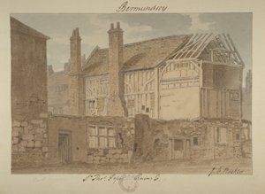 Oostelijk uitzicht op de ruïnes van Bermondsey House, 1838 door John Chessell Buckler
