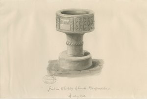 Doopvont in Checkley Kerk door John Chessell Buckler