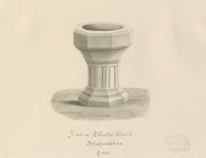 Doopvont in Ellastone Kerk door John Chessell Buckler