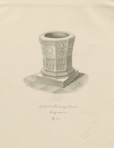 Doopvont in Penkridge Kerk door John Chessell Buckler