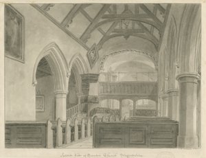 Interieur van Sandon Kerk door John Chessell Buckler