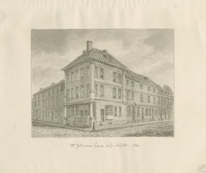 Lichfield - Geboorteplaats van Dr. Johnson: sepia tekening door John Chessell Buckler