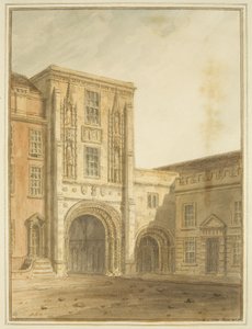 Noordaanzicht van de College Gateway door John Chessell Buckler