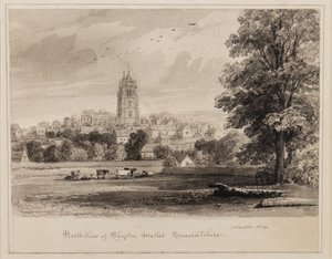 Noordwestelijk uitzicht op Shepton Mallet, Somersetshire, 1834