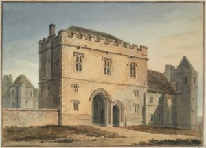 Noordelijke aanzicht van de Grote Poort van het college in Maidstone, Kent door John Chessell Buckler