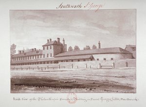 Noordelijk uitzicht op de Philanthropic Society Institution aan London Road, Southwark, Londen door John Chessell Buckler