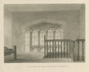 Pillaton Hall - Interieur van Kapel: sepia tekening, 1841 door John Chessell Buckler