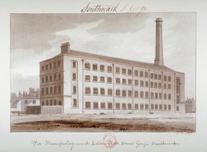 Speldenfabriek bij London Road, Southwark, Londen, 1827 door John Chessell Buckler