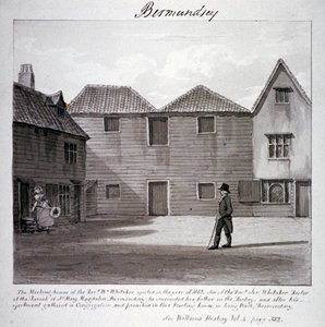 Het ontmoetingshuis van dominee Whitaker, Long Walk, Bermondsey, Londen, ca. 1828